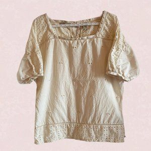 Maison Scotch beige eyelet bohemian blouse